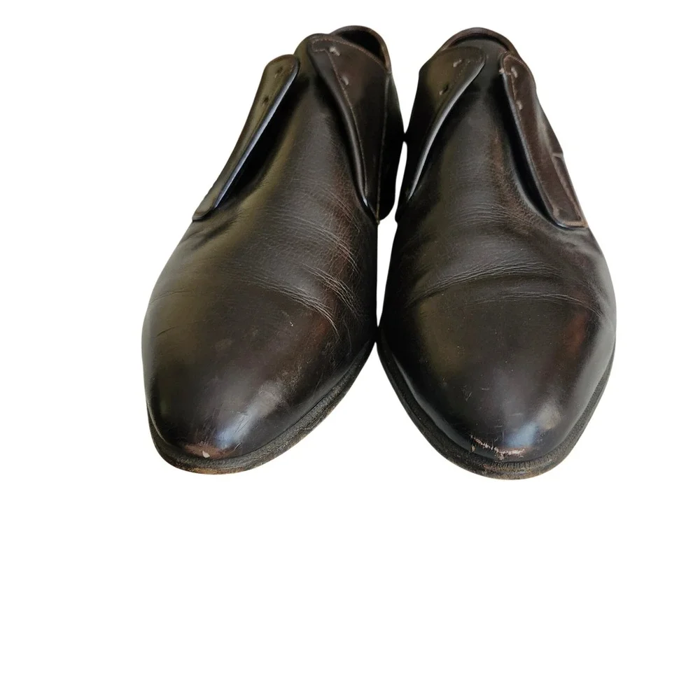 Vtg Bally Switzerland Wing Black Leather Apron Toe Derby Shoes Mens 9.5 Oxford